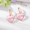 Gold Tone Transparent Faceted Crystal Heart Huggie Drop Earrings view 4