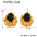 Textured Heart Fan Black Stone And Stacked Disc Drop Earrings view 6