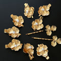 Brushed Metal Flower Pearl Hair Clip Pin Sets 2 Styles view 2