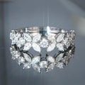 Double-Row Marquise Floral Openwork Ring In Polished Silver Tone view 1