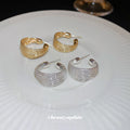 Wide Crystal Hoop Earrings in Gold and Silver Tone view 1