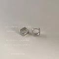 Smooth Square Mini Huggie Hoop Earrings Gold and Silver view 4