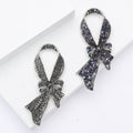 Black Crystal Ribbon Bow Brooch Decorative Clothing Pin view 1