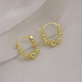Gold and Silver Beaded Ball Hoop Earrings Metal Huggie Style view 2
