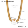 Gold Titanium Steel Herringbone Necklace Bracelet Square Glass view 12