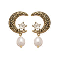 Crystal Moon and Pearl Drop Earrings Statement Fashion Jewelry view 5