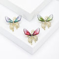 Butterfly Insect Brooch Translucent Wings Rhinestone Body Pin view 2