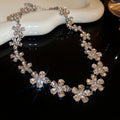 Silver Tone Clear Crystal Flower Necklace Or Stud Earrings view 7