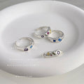 Silver Open Adjustable Rings Multicolor Mini Stone Inlays view 2
