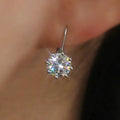 Silver Clear Round Stone Lever Back Drop Earrings Pair view 3