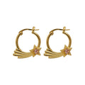 Crystal Wing and Star Hoop Earrings in Two Metal Tones view 5
