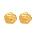 Gold Irregular Hammered Ripple Stud Earrings Stainless view 5