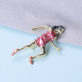 Running Woman Brooch in Blue or Pink Athletic Outfit view 3