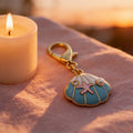 Teal Shell Pink Starfish Enamel Keychain Gold Clasp view 3