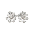 Clear Iridescent Floral Crystal Stud Earrings with Crystal Accents view 5