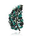 Oversized Crystal Leaf Brooch in Red Blue or Green Stones view 5