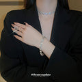 Two Mixed Silver Tone Crystal Necklace And Earring Set Designs view 2