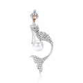 Crystal Mermaid Brooch with Large Pearl Accent in Two Tones view 2