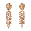 Silver Tone Leaf Tassel Crystal Four Designs Metal Dangle Earrings view 8