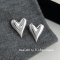 Silver Smooth Puffy Heart Stud Earrings Mirror Finish view 1