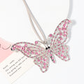 Rhinestone Butterfly Hanging Ornament Pink Clear Silver view 6
