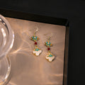 Colorful Palace Flower White Petal Long Hook Earrings view 2