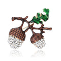 Double Acorn Brooch With Green Enamel Leaves Jacket and Scarf Accessory view 5