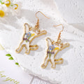 Gold Cat Silhouette Pressed Flower Drop Earrings 4 Styles view 9