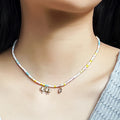 Pastel Seed Bead Choker Necklace Butterfly Crystal Charm view 6