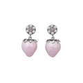 Purple Strawberry Pearl Earrings Necklace Silver Tone view 5