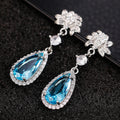 Floral Teardrop Crystal Earrings in Three Colors With Clear Stone Accents view 6