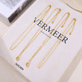 Gold Hexagon Stone Pendant Necklace And Link Chain view 2