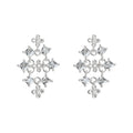 Silver Crystal Square Cascade Flower Drop Earrings Pair view 5