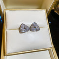 Silver Tone Crystal Open Triangle Geometric Stud Earrings view 6