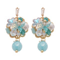 Colorful Floral Bead Cluster Drop Earrings in Pink and Blue view 5