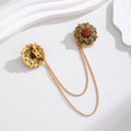 Red Gold Tone Flower Two Designs Metal Brooch Pin for Jackets and Lapels view 3