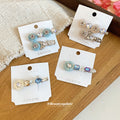 Silver Resin Disk Crystal Bow Duckbill Hair Clip Sets view 4