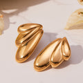 Sculptural Triple Lobe Stud Earrings in Gold and Silver Tone view 3