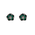 Red Sapphire Rhinestone Flower Stud Earrings Gold Tone view 5
