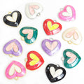 Layered Enamel Heart Charms in Gold and Silver Tones, Six Colors view 5