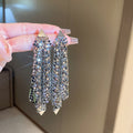 Crystal Mesh Geometric Drop Earrings in Gold and Silver view 7
