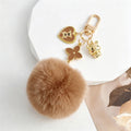 Fluffy Pom Pom Keychain With Heart Bear Charm And Flower Pendant view 11