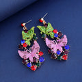 Black Silver Tone Butterfly Crystal Five Designs Metal Necklace and Earring Set view 3
