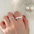 Silver Tone Open Ring With Layered Filigree Heart Pattern view 1