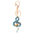 Rhinestone Coiled Snake Metal Keychain With Split Ring And Clasp view 5