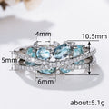 Aqua Mixed-Cut Crisscross Wide Ring In Polished Silver Tone view 5