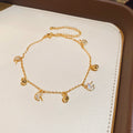 Gold Gourd Charm Bracelets Tiger Eye Inlay Ball Drop Styles view 2