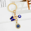 Gold Blue Butterfly Evil Eye Keychain With Crystal Pendant view 9