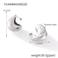 Gold Steel Geometric Teardrop Stud Earrings Heavy Pair view 7