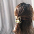 Transparent Resin Pressed Flower Rectangular Hair Claw Clips view 2